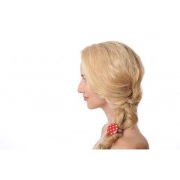 Medium size round shape Hair elastic with decoration in Marlboro red and white Kosmart - 6