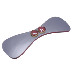 Medium size bow shape Hair barrette in Pewter grey and raspberry Kosmart - 1