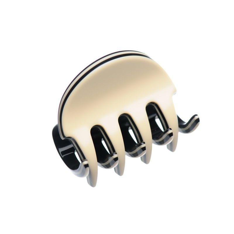 Very small size regular shape Hair claw clip in Ivory and black Kosmart - 1