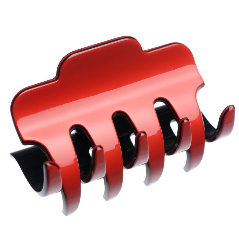 Large size regular shape Hair jaw clip in Marlboro red and black Kosmart - 1