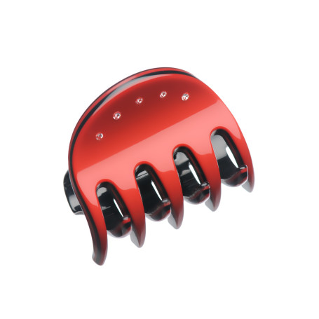 Very small size regular shape Hair jaw clip in Marlboro red and black Kosmart - 1