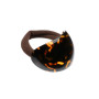 Medium size oval shape hair elastic with decoration in Dark brown demi Kosmart - 1