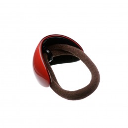 Medium size oval shape hair elastic with decoration in Red and Black Kosmart - 2