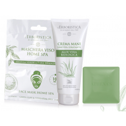 Box gift set Unisex L'Erboristica ORGANIC ALOE VERA:  Hand cream 75 ml - green clay face mask 2 x10 ml + vegetable soap 100 gr E