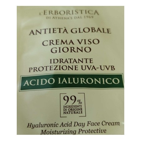 Antieta Globale L'Erboristica Face Day cream Moisturizing&Protective UVA-UVB Antiaging with Hialuronic acid, 2ml.